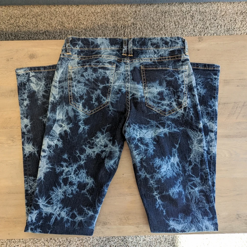New York and Company Blue Tie Dye Low Rise Skinny Leg Jeans - Size 4 - Picture 5 of 7